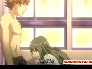 Busty hentai coed miệng fucked lược và thỏa mản với kiêm