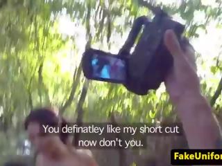 Brit jana fucked by fake polisiýa duo outdoors