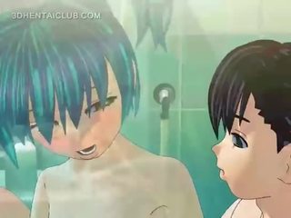 Anime seksi nukke saa perseestä hyvä sisään suihku