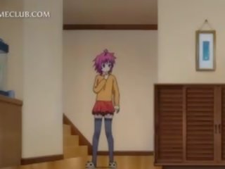 Nastoletnie anime cutie kontrola jej cycki w the lustro