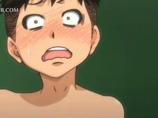 Teen anime hentai caught masturbating gets fucked hard